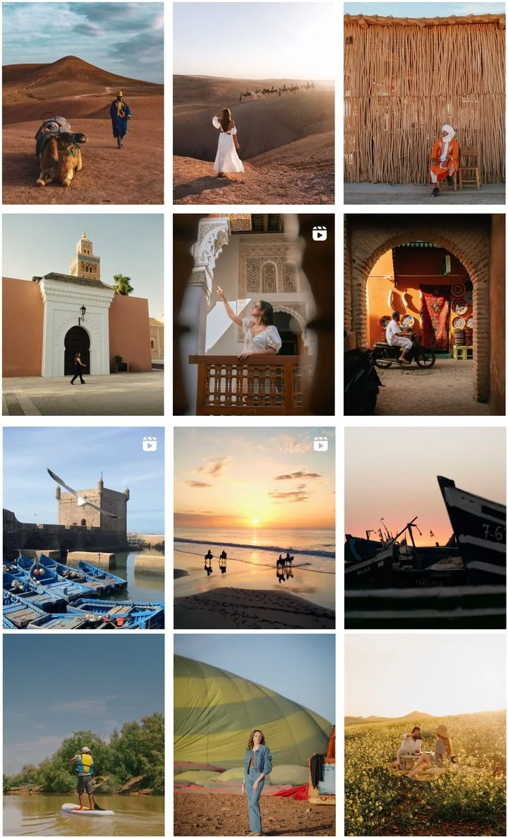 Le feed Instagram de Visit Marrakech Region : désert, patrimoine et lumière dorée