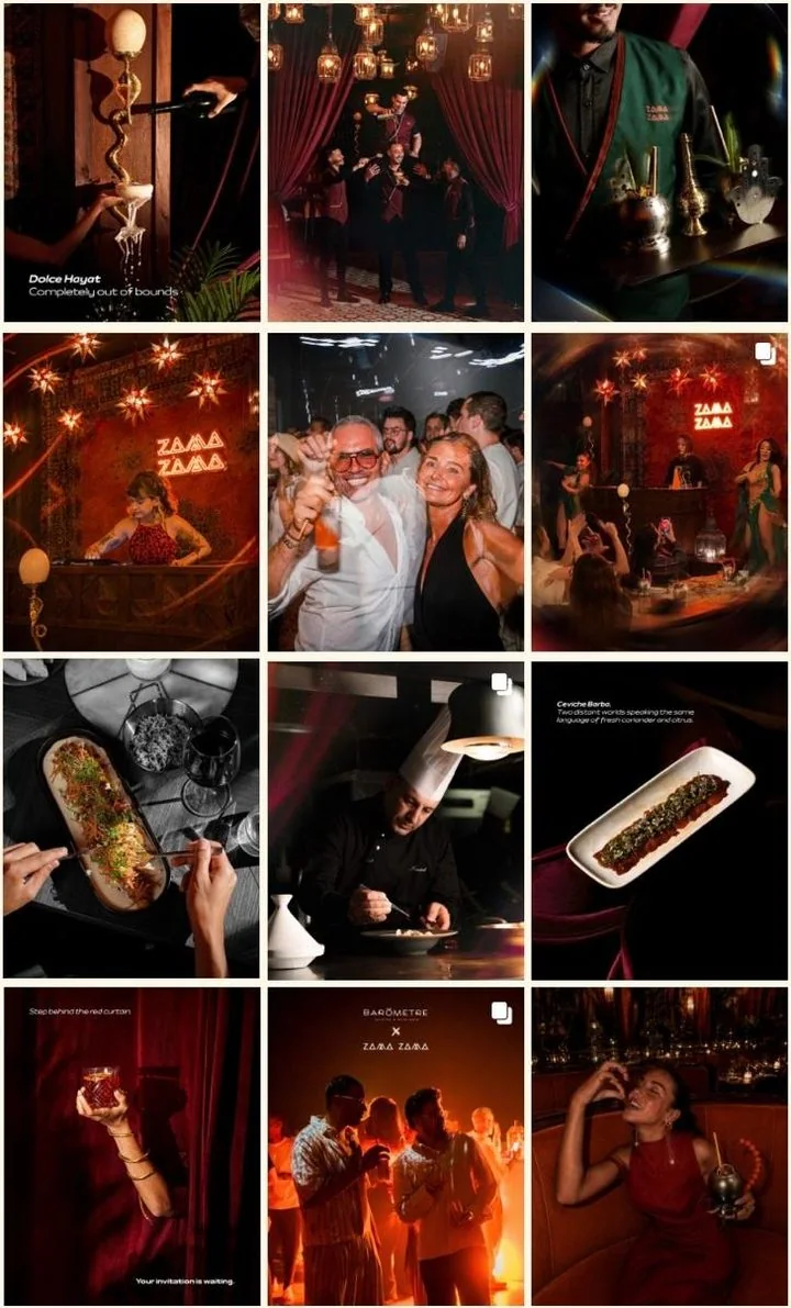 Le feed Instagram de Zama Zama : direction artistique néo-orientaliste, tenue sur douze publications